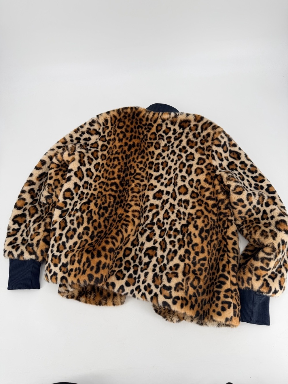 GANNI Ferris Faux Fur Leopard Print Oversized Bomber Jacket Size 34 US XS - Picture 7 of 7
